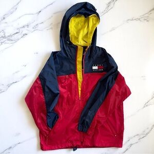 Vintage Tommy Hilfiger Raincoat – Red & Blue Colorblock